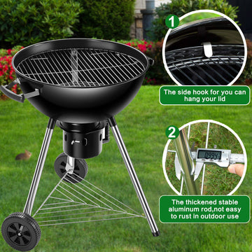 22インチ オリジナル ケトル プレミアム チャコールグリル ブラック 温度計内蔵